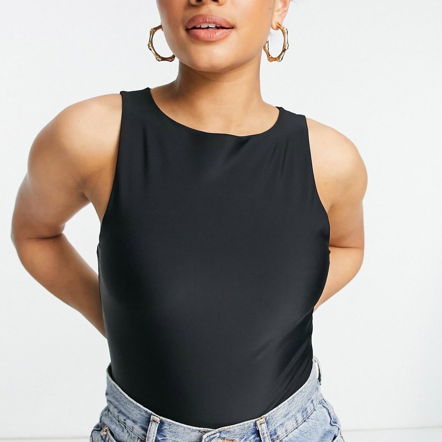 

Боди матовое Asos Design Disco Double Layered Racer, черный