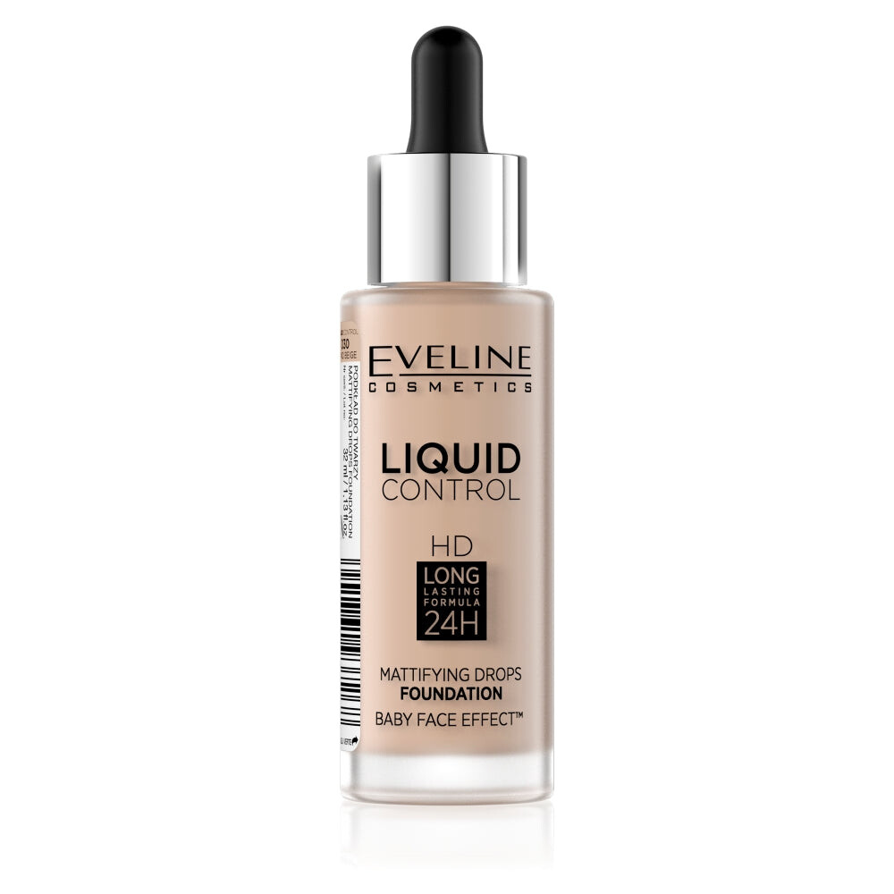 Eveline Cosmetics Основа Liquid Control HD Long Lasting Formula 24H с дозатором 030 Sand Beige 32 мл eveline cosmetics тональный флюид liquid control hd mattifying drops 32 мл оттенок 030 sand beige