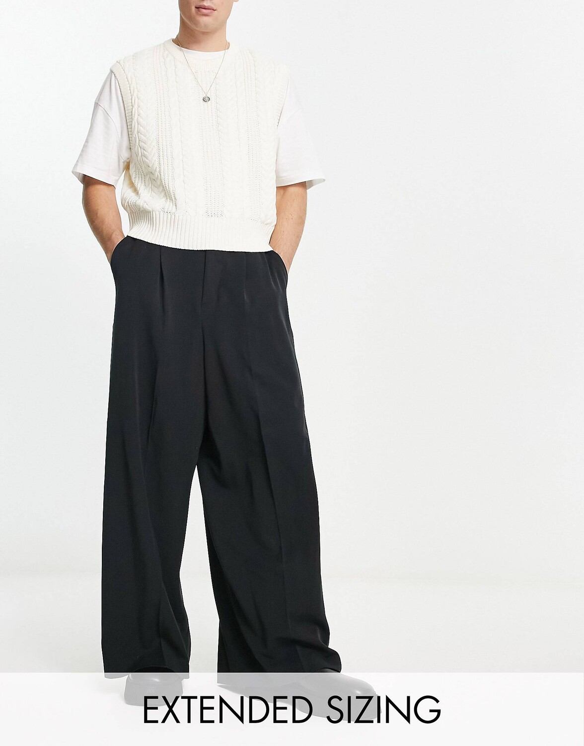 

Элегантные черные широкие брюки ASOS DESIGN, Черный