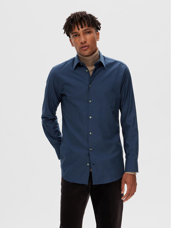 Рубашка узкого кроя Selected Homme, синий фото