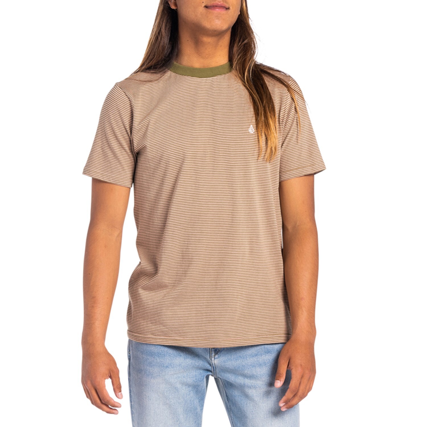 

Футболка Volcom в полоску, олива