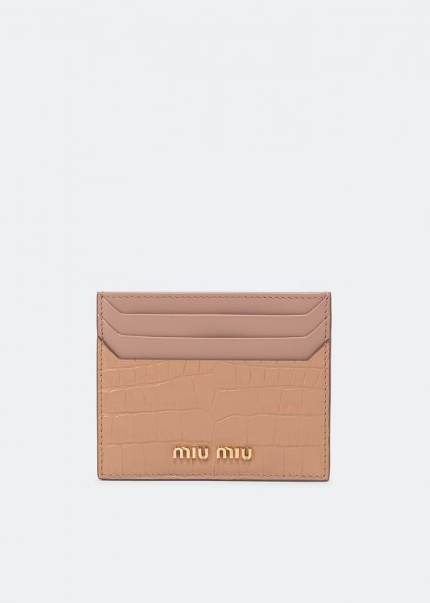 

Картхолдер MIU MIU Leather card holder, бежевый