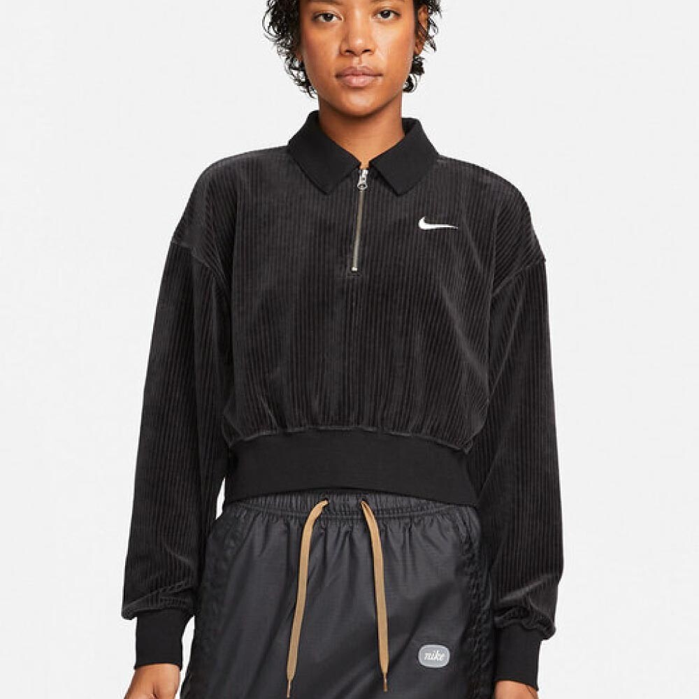 

Свитшот Nike Long Sleeve Zip Polo Velveteen, черный