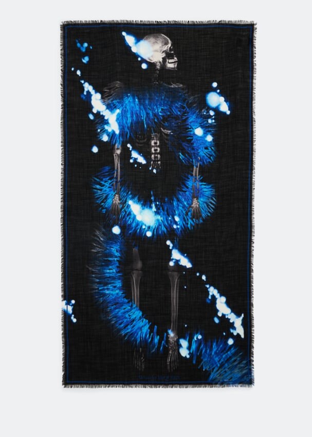 

Шарф ALEXANDER MCQUEEN Raffia Skeleton shawl, черный