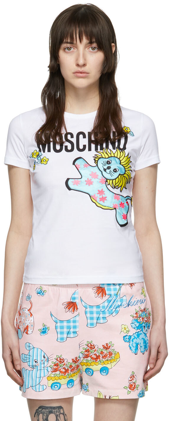 

Белая хлопковая футболка Moschino
