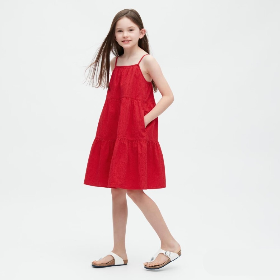 

Платье Uniqlo Girls Seersucker Camisole, красный