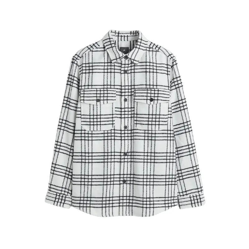 

Рубашка H&M Twill Overshirt, белый/черный