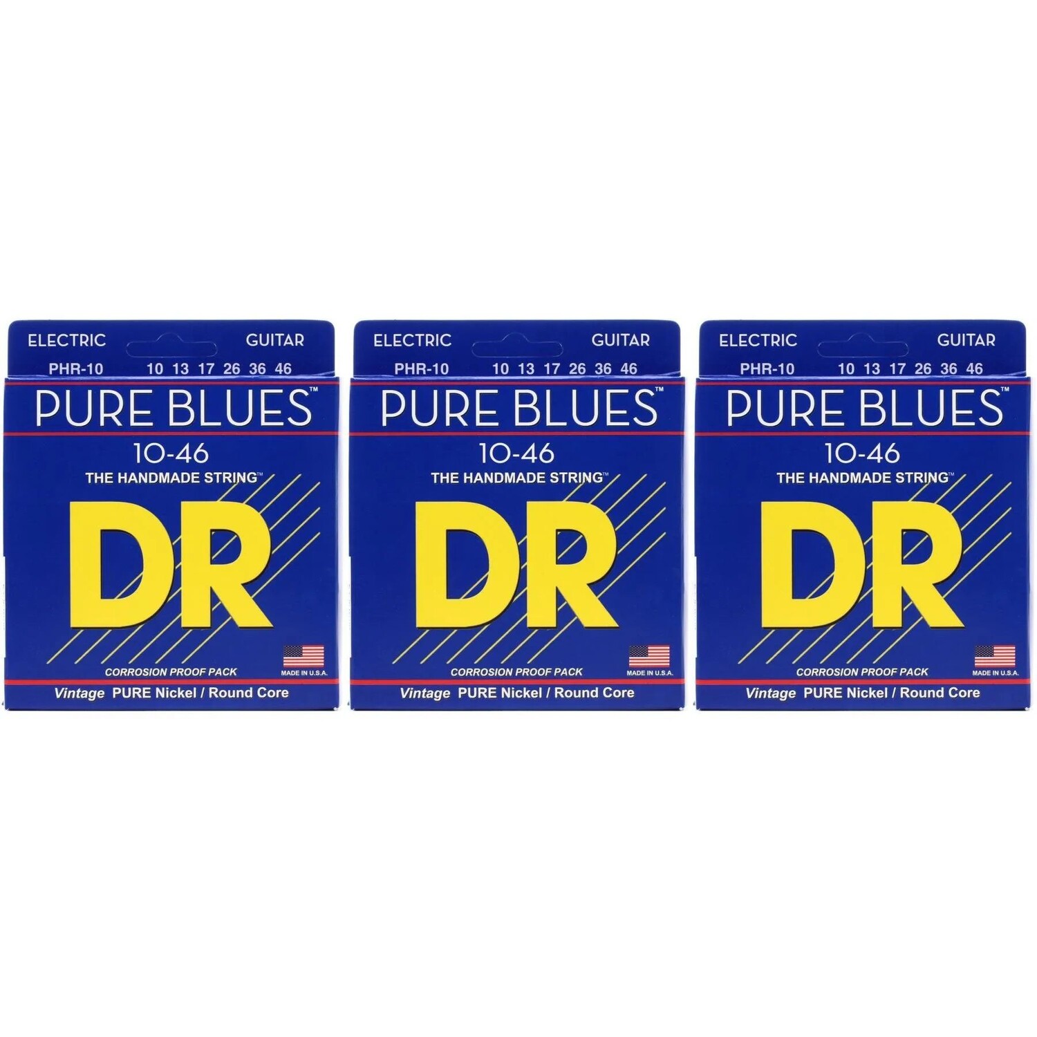

Струны для электрогитары DR Strings PHR-10 Pure Blues, чистый никель — .010–.046, средние (3 шт.)