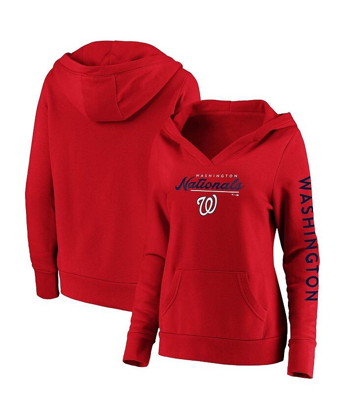 

Женский красный пуловер с капюшоном Washington Nationals Core High Class Crossover Fanatics, красный