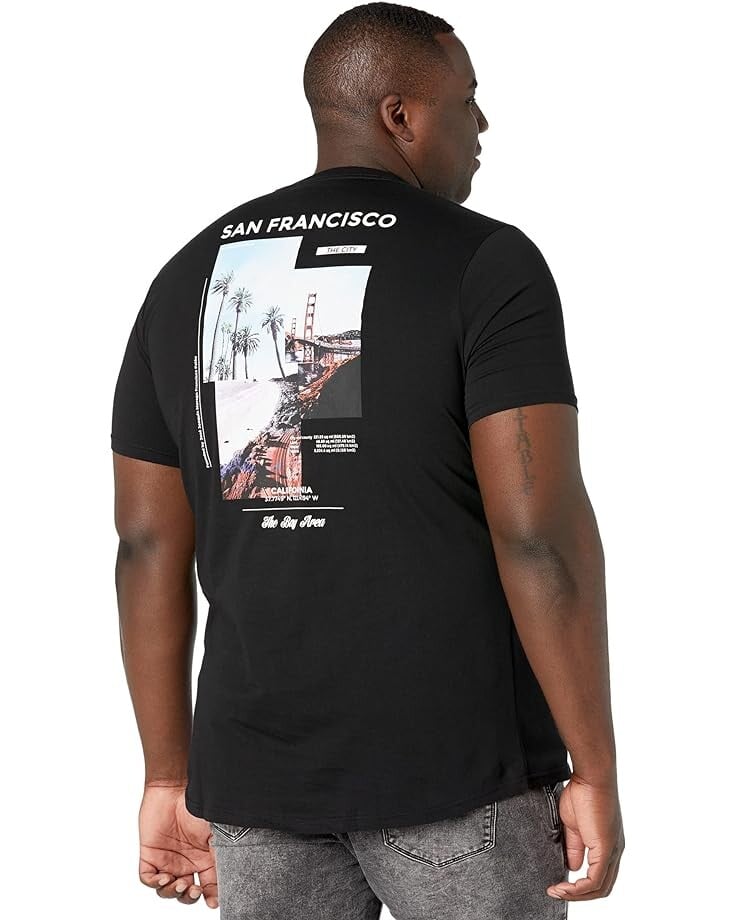 

Футболка Johnny Bigg Big & Tall San Fran Print Longline Tee, черный