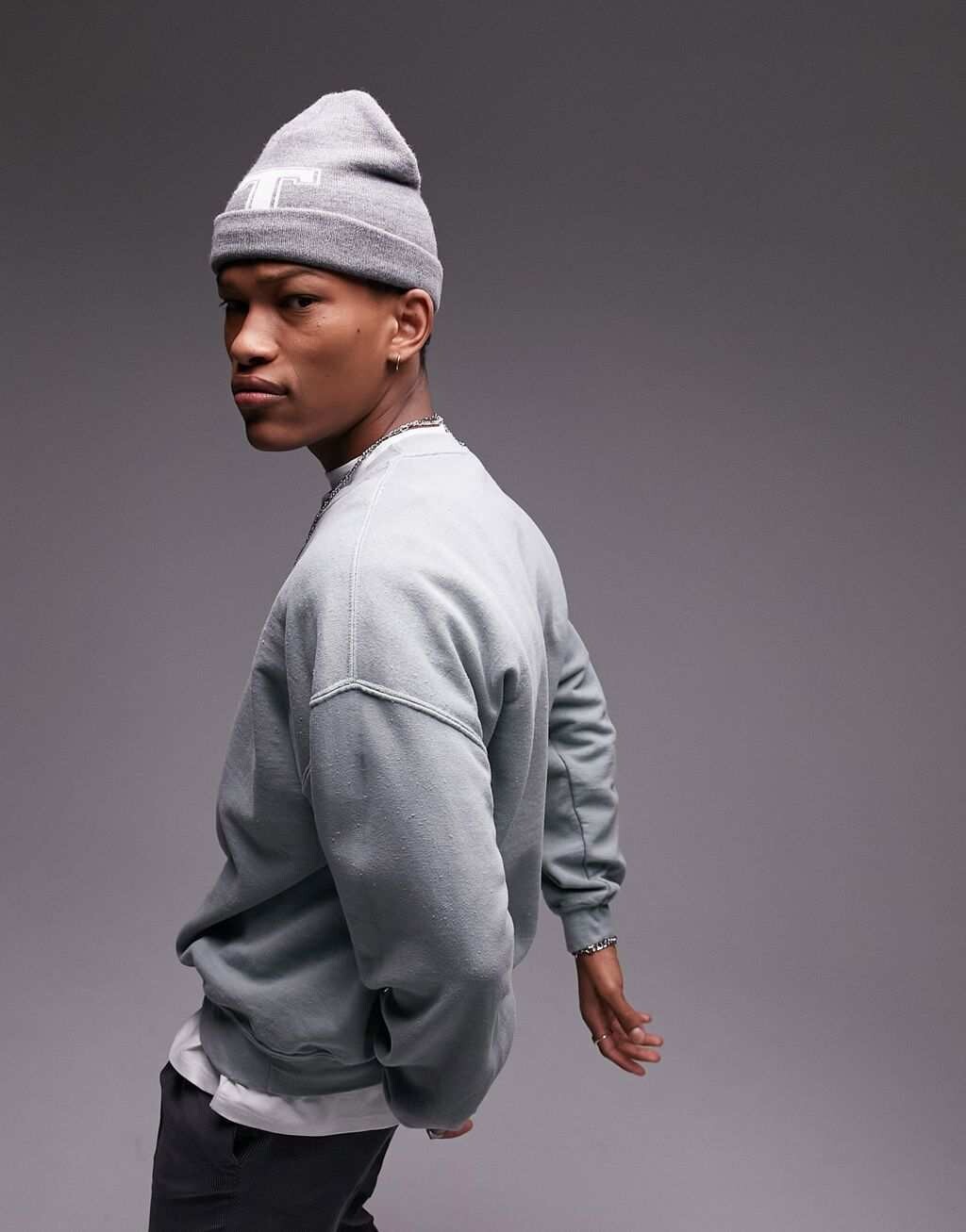 

Толстовка оверсайз Topman цвета шалфея