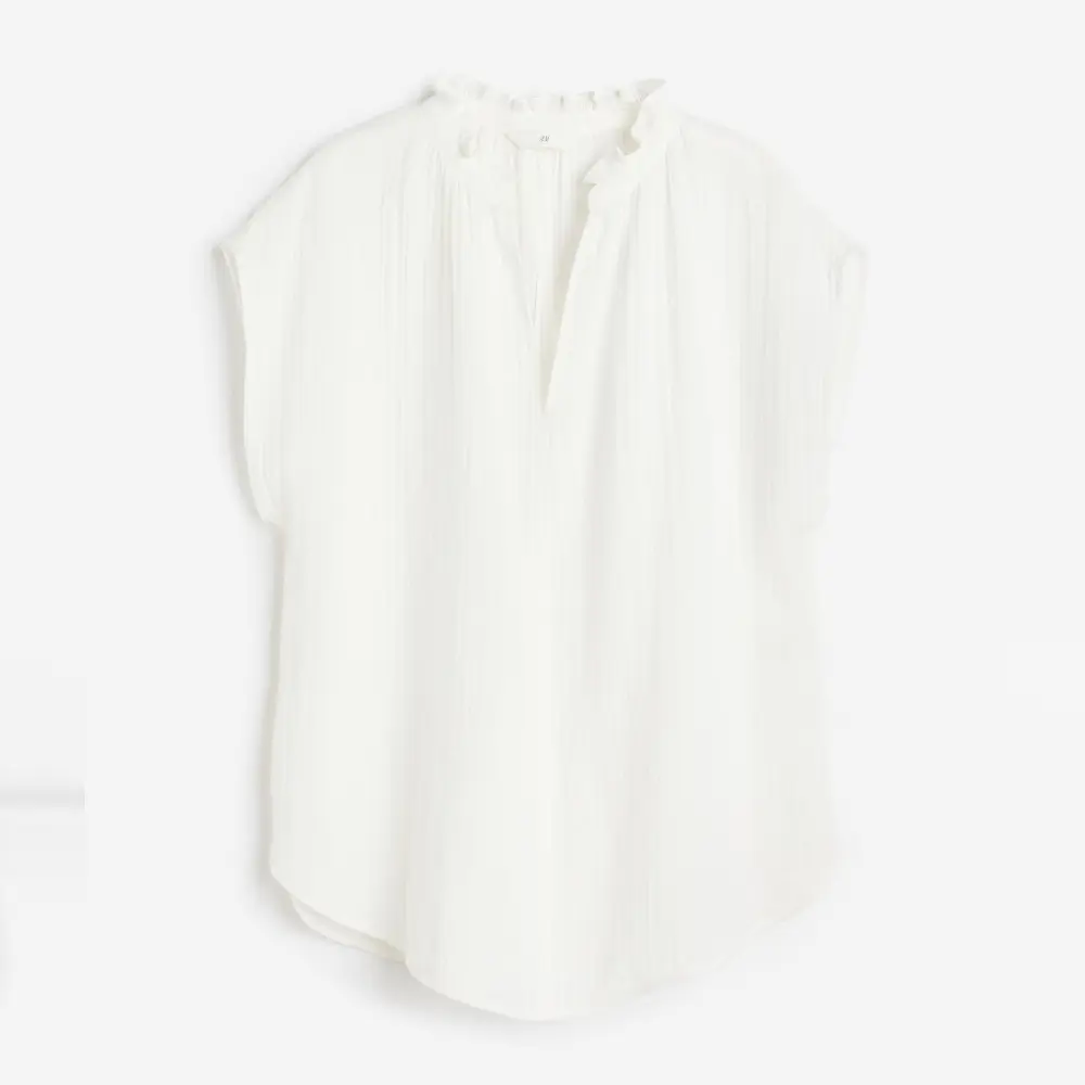

Блузка H&M Ruffle-trimmed Cotton, кремовый