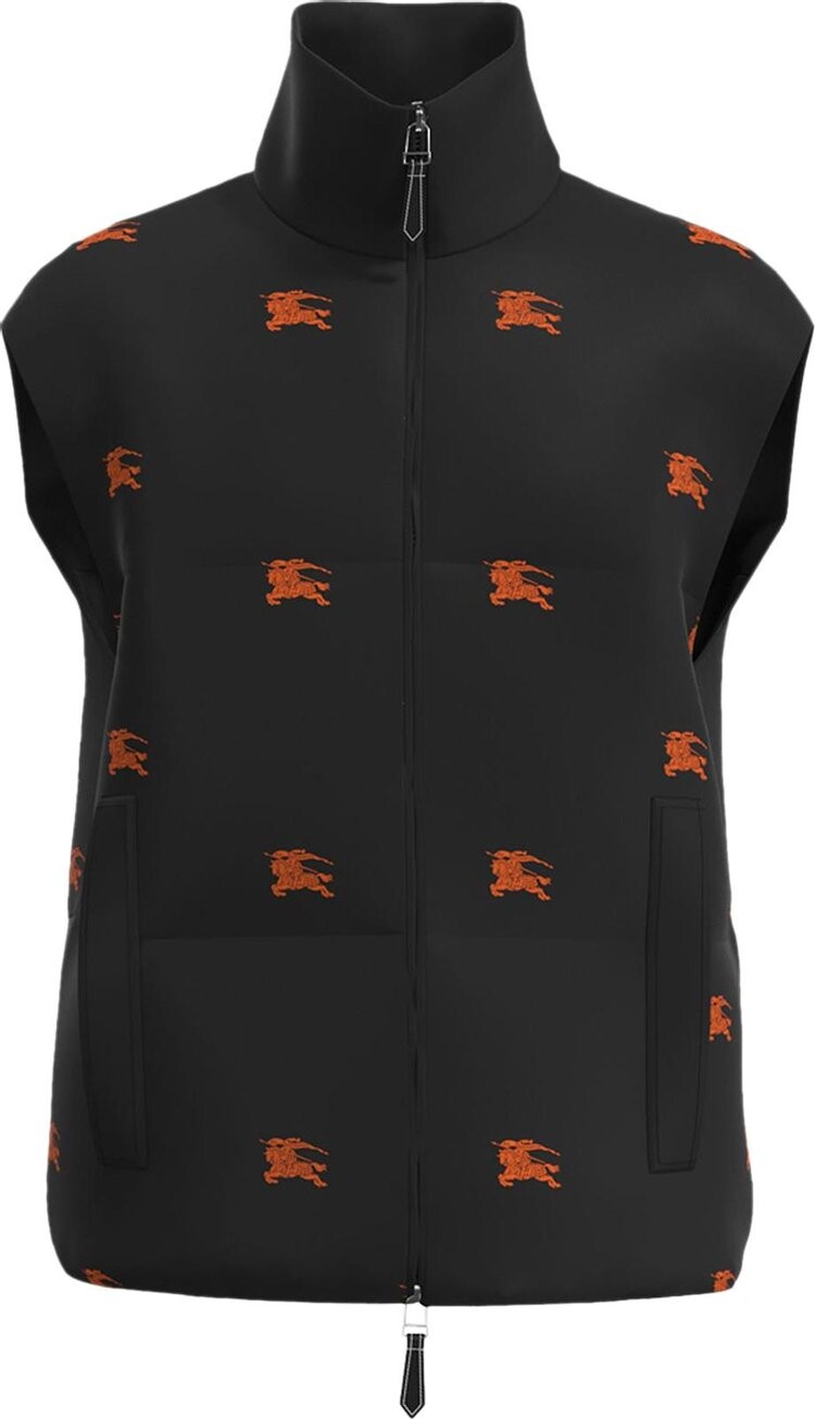 

Пуховик Burberry Embroidered EKD Nylon Puffer Gilet 'Black', черный