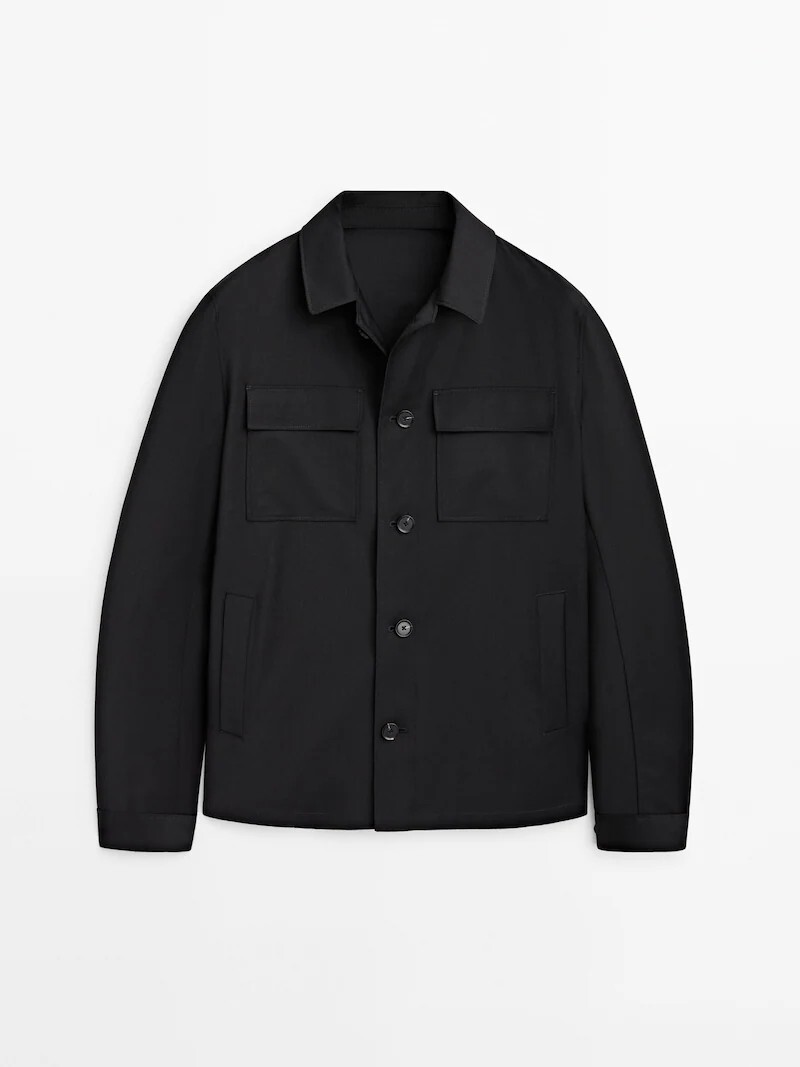 

Рубашка с карманами Massimo Dutti, черный