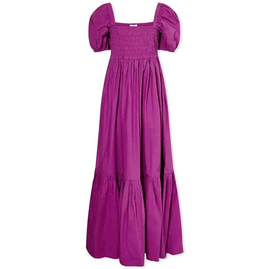 Платье GANNI Smock Maxi, фиолетовый цена и фото