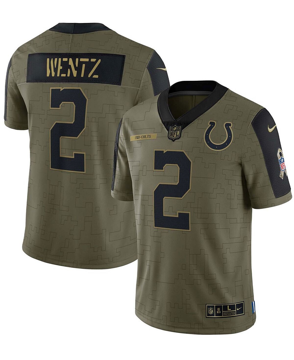 

Мужская футболка carson wentz olive indianapolis colts 2021 salute to service с ограниченным тиражом Nike