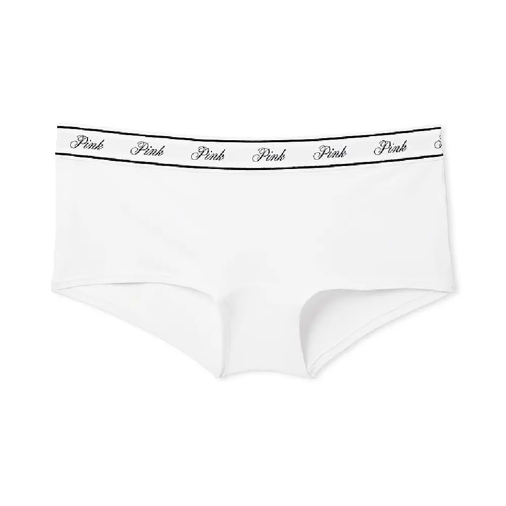 

Трусы Victoria's Secret Pink Logo Logo Cotton Boyshort, белый