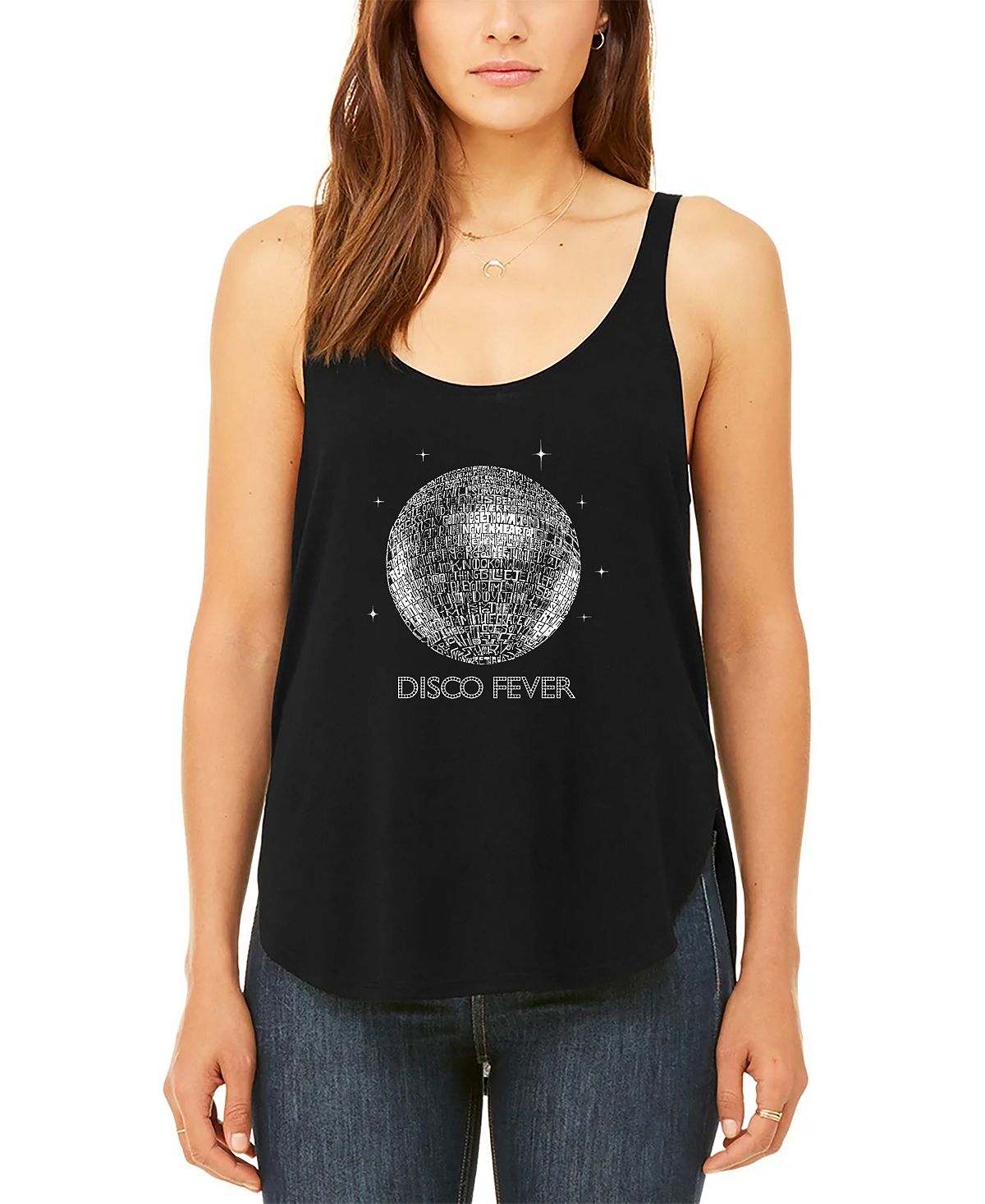 Женская струящаяся майка word art disco ball LA Pop Art, черный женская футболка word art disco ball la pop art розовый