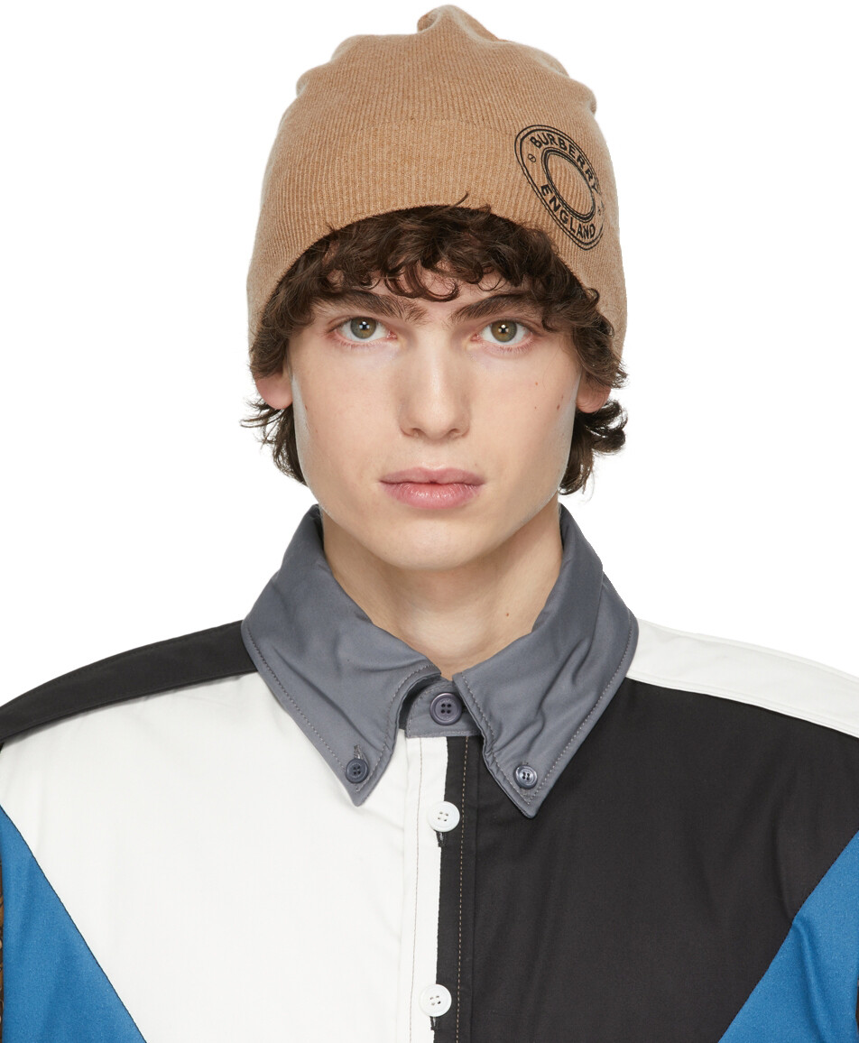 

Бежевая шапка из кашемира с логотипом Burberry
