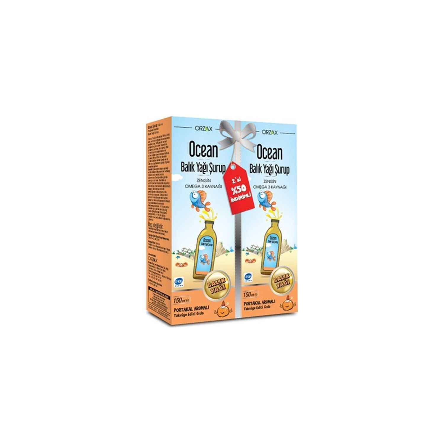 

Сироп с рыбьим жиром Ocean апельсиновый вкус, 150мл, 2 шт