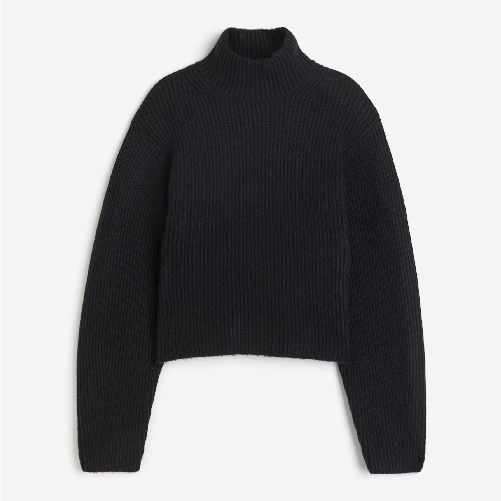Свитер H&M Rib-knit Mock Turtleneck, черный