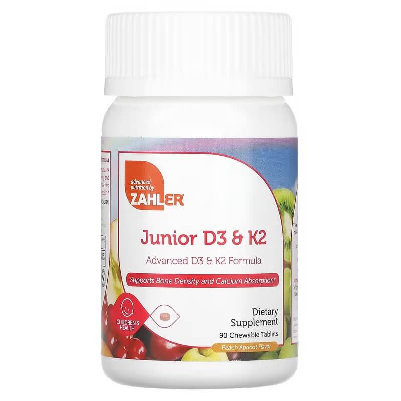 Витамин D3 и K2 Zahler со вкусом персика и абрикоса, 90 таблеток