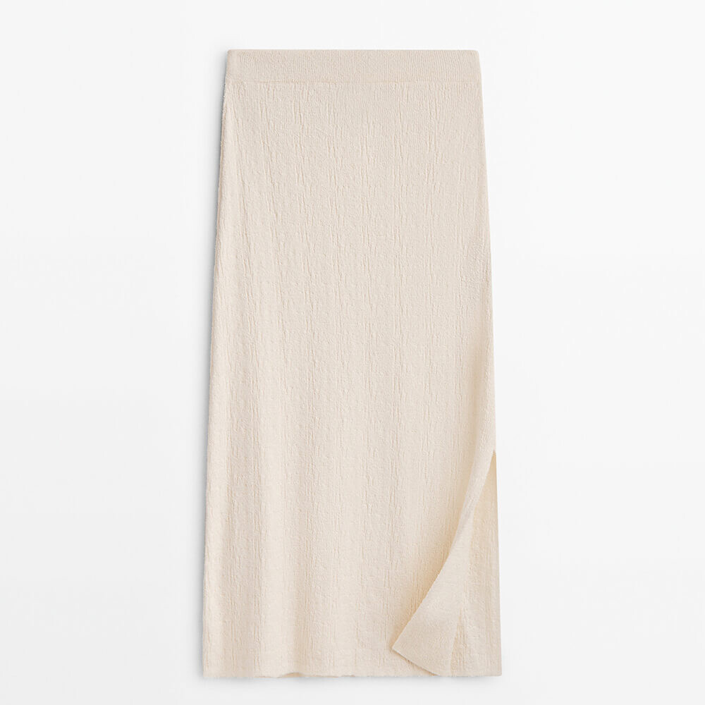 

Юбка Massimo Dutti Textured Knit, кремовый