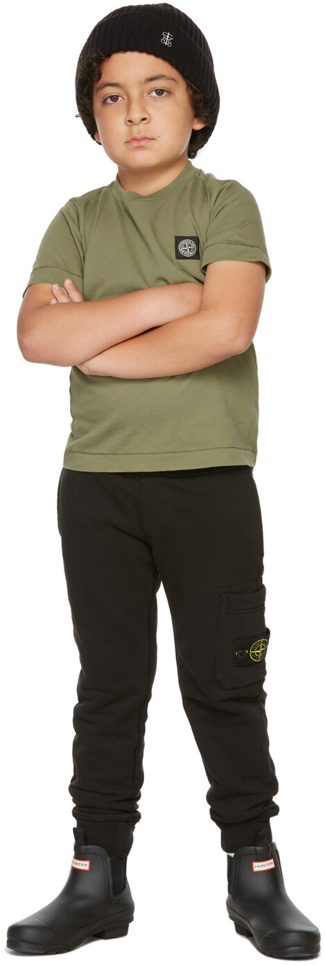 

Детские черные классические домашние брюки Stone Island Junior