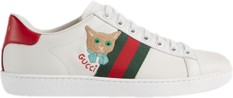 Кроссовки Gucci Wmns Ace Cat Embroidery, белый