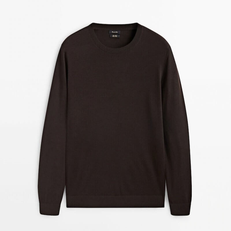 

Свитер Massimo Dutti Crew Neck, темно-коричневый