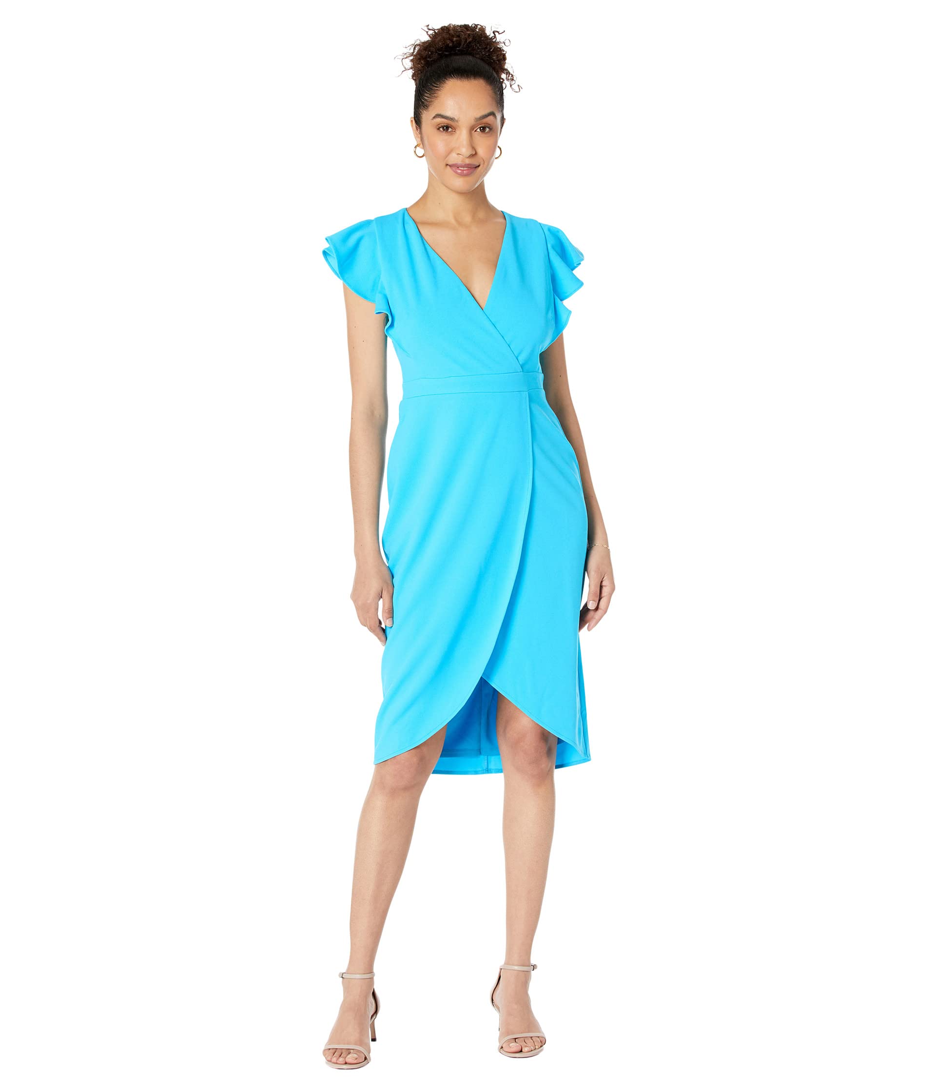 платье donna morgan combo mini dress with ruffle skirt Платье Donna Morgan, Wrap Midi with Ruffle Sleeve