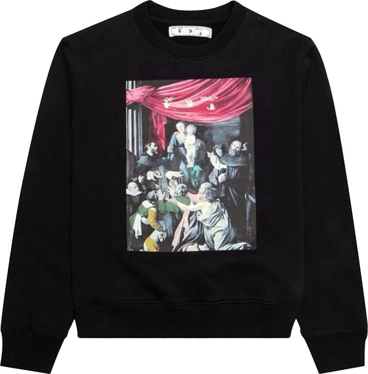 

Толстовка Off-White Caravaggio Painting Slim Crewneck 'Black', черный