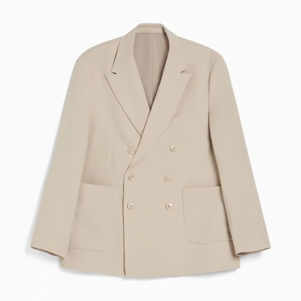 

Блейзер Bershka Double-breasted Tailored, бежевый