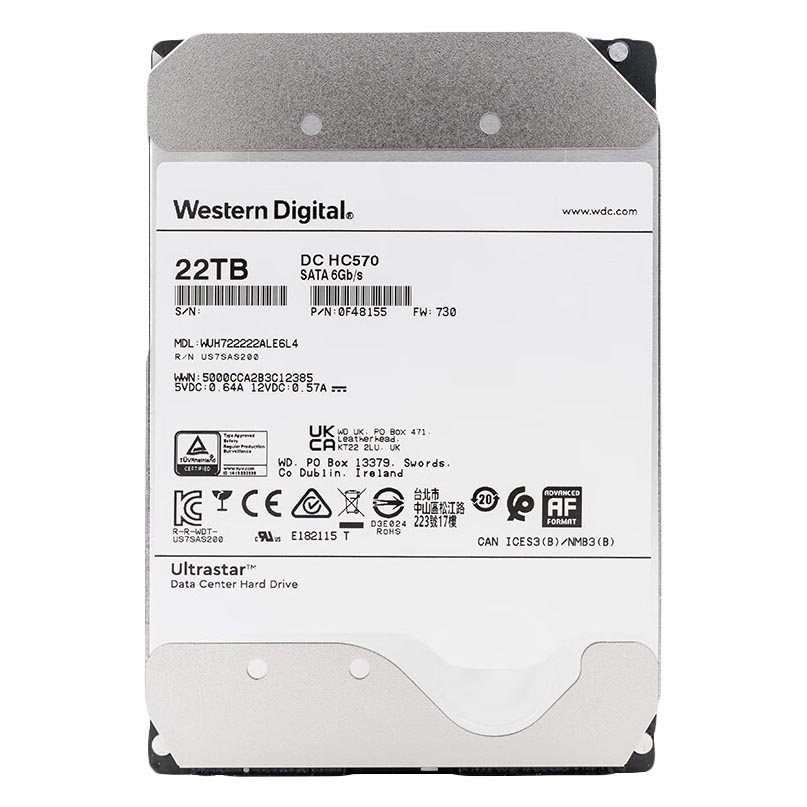 Внутренний жесткий диск Western Digital Ultrastar DC HC570, WUH722222ALE6L4, 22Тб жесткий диск wd wuh722222ale6l4