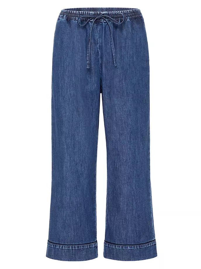 Укороченные брюки из хлопка из шамбре Valentino Garavani, синий