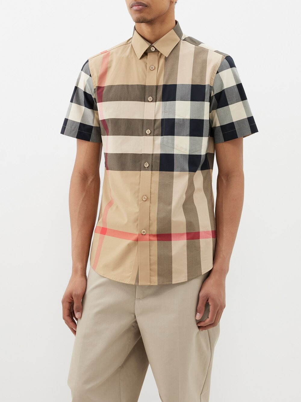 

Рубашка somerton из поплина в клетку giant check Burberry, бежевый