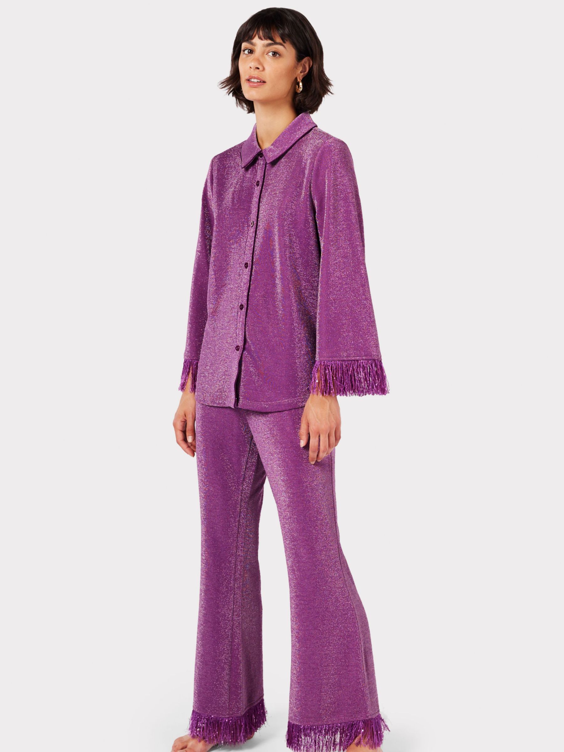 

Длинная пижама Chelsea Peers с бахромой из люрекса, фиолетовая