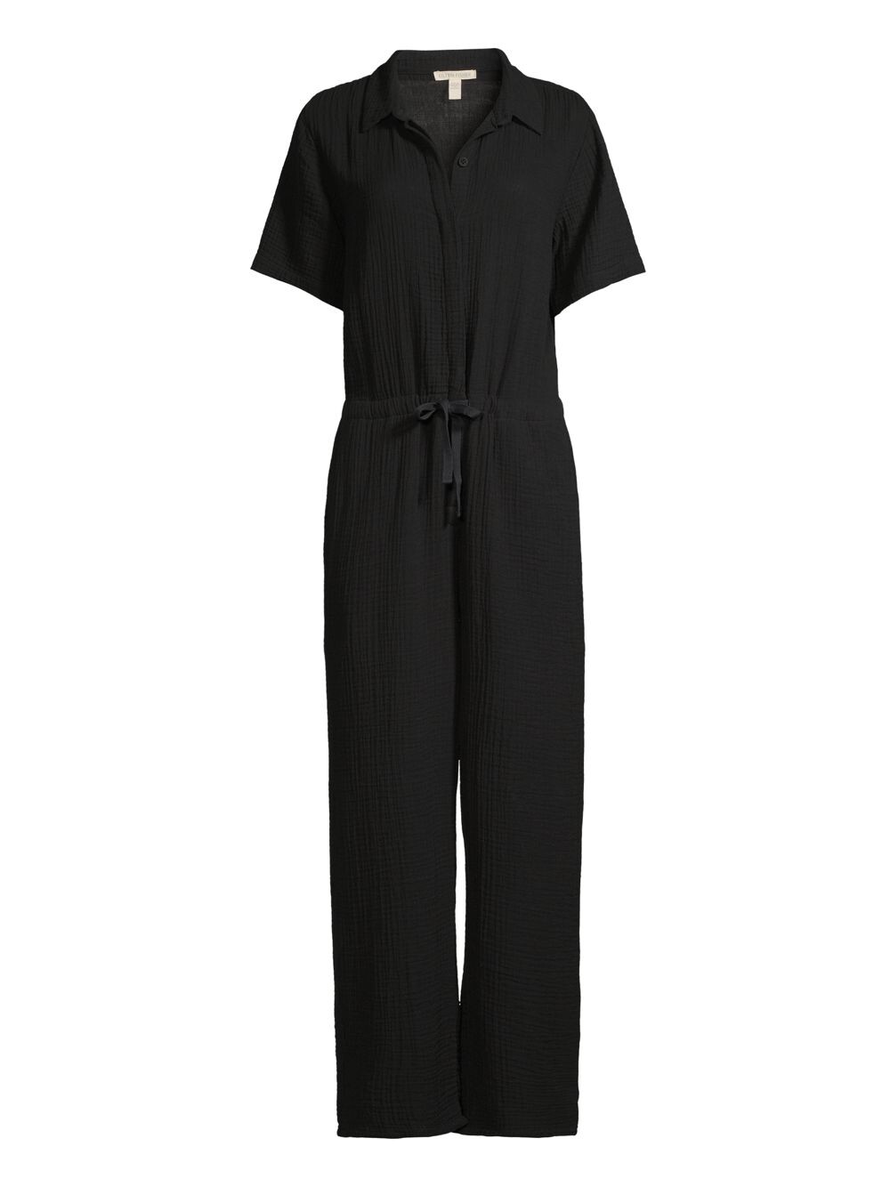 

Комбинезон из фактурного хлопка с завязками Eileen Fisher, черный