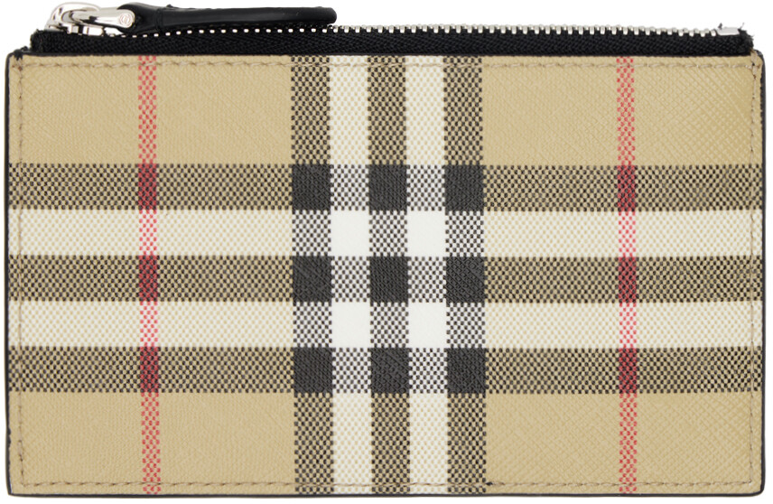 

Бежевая винтажная визитница для чеков Burberry