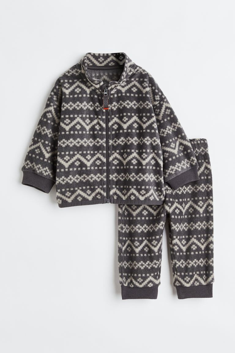 

Комплект из 2 предметов из флиса H&M, темно-серый/узор
