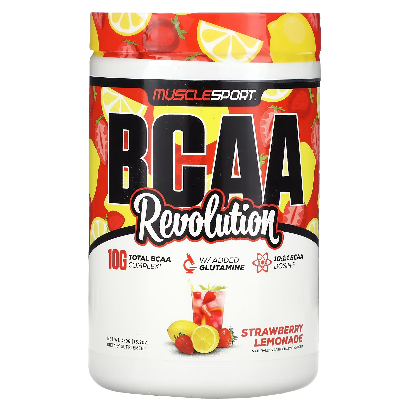 Пищевая добавка MuscleSport BCAA Revolution клубничный лимонад, 450 г цена и фото
