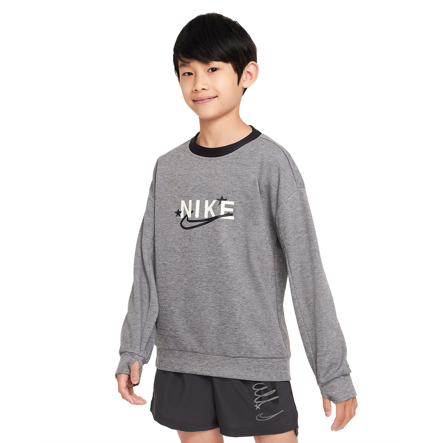 

Свитшот Nike Dri-Fit Performance Select Big Kids’ Crew-Neck Training, серый/черный