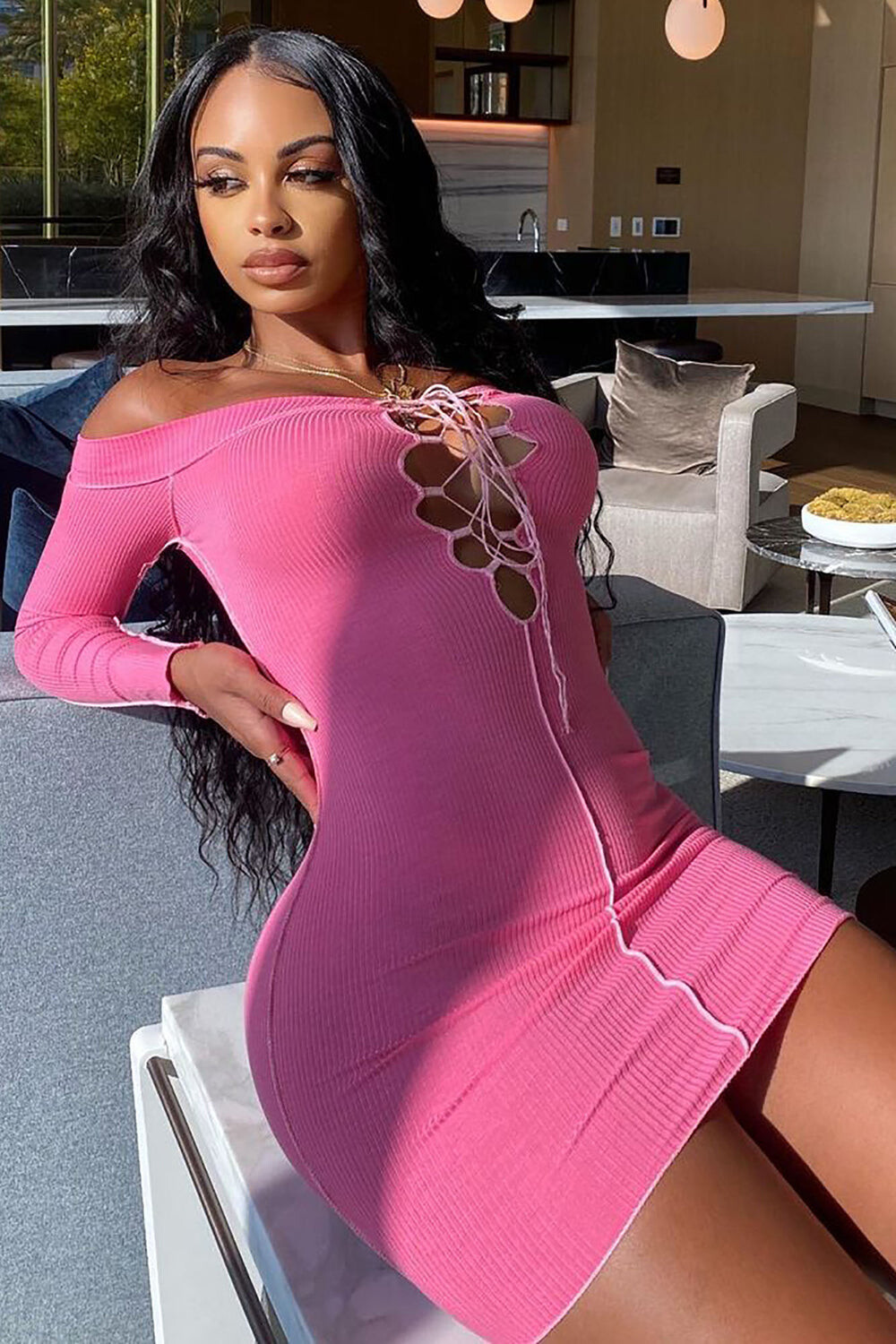 

Мини платье Fashion Nova DT2233, розовый