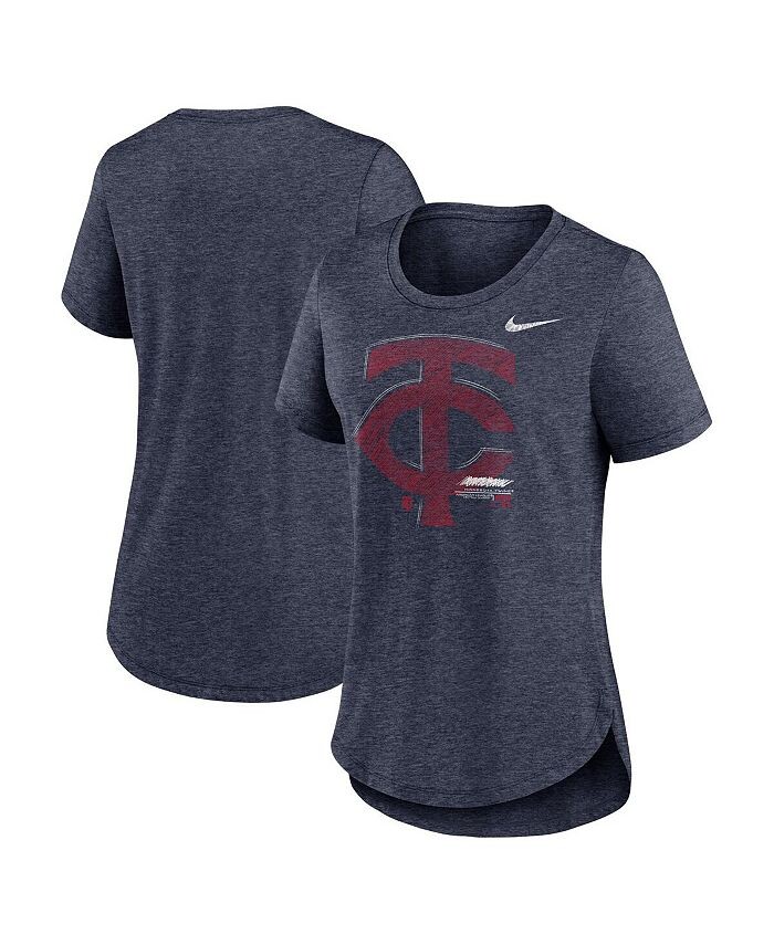 

Женская темно-синяя футболка Minnesota Twins Touch Tri-Blend Heather Nike, синий