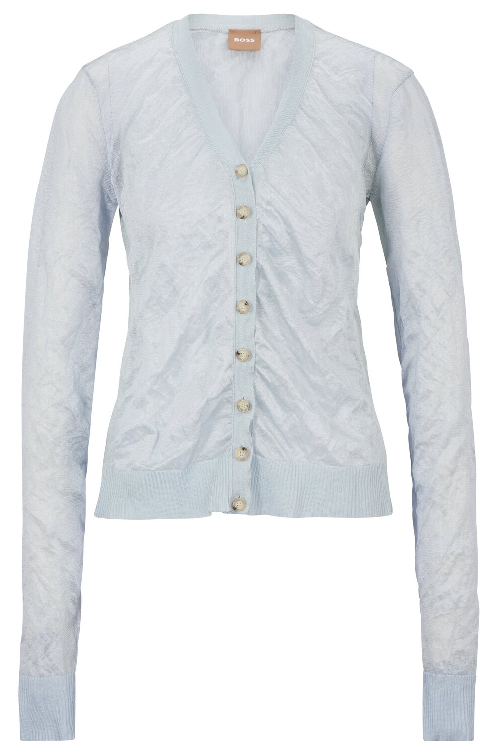 

Кардиган Hugo Boss V-neck In A Crinkled Knit With Metalized Fibers, голубой