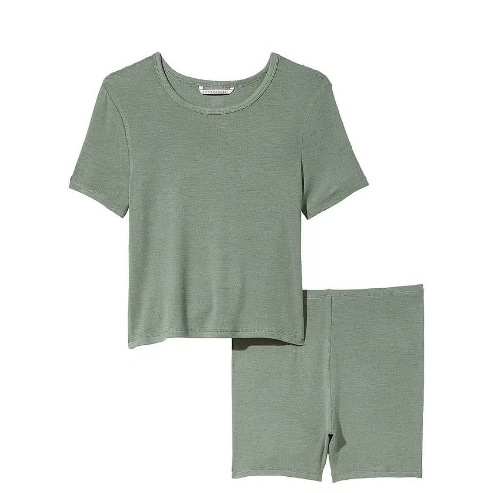 Комплект пижамный Victoria's Secret Ribbed Modal, 2 предмета, светло-зеленый комплект пижамный женский из футболки с коротким рукавом и шорт