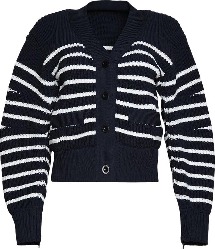 

Кардиган Sacai Horizontal Stripe Knit Cardigan 'Navy', синий