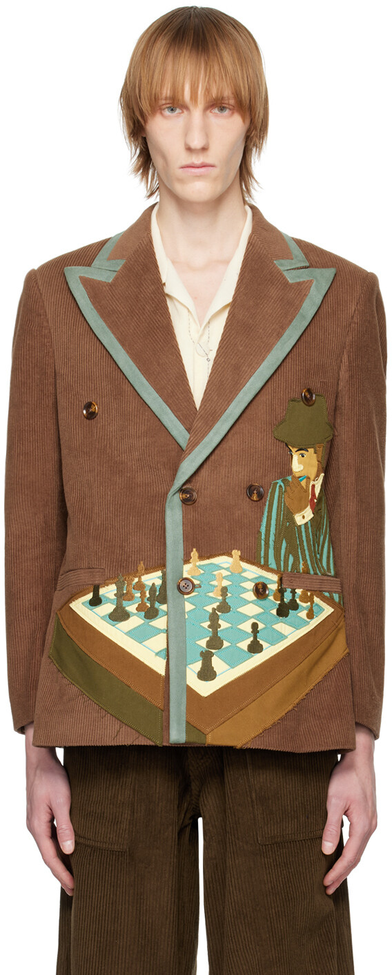 

Коричневый пиджак Chess Not Checkers KidSuper