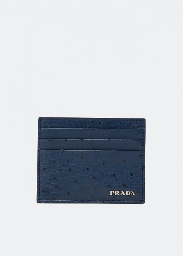 

Картхолдер PRADA Ostrich leather card holder, синий