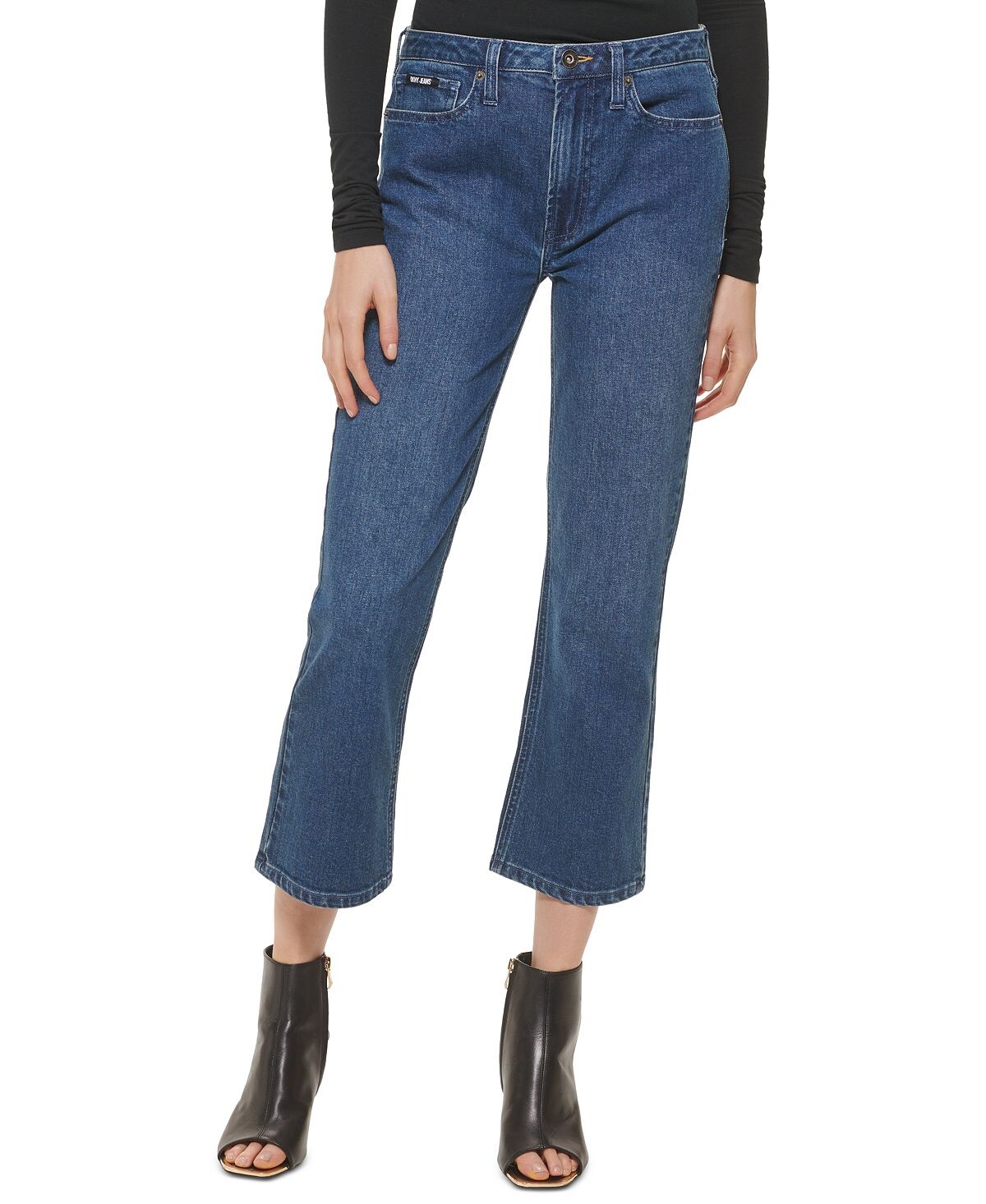 

Женские укороченные расклешенные джинсы с высокой посадкой DKNY Jeans